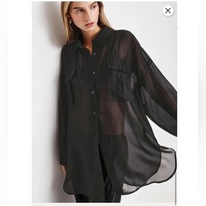 Love Stories Hailey Sheer Button Down Shirt, Size: L/XL